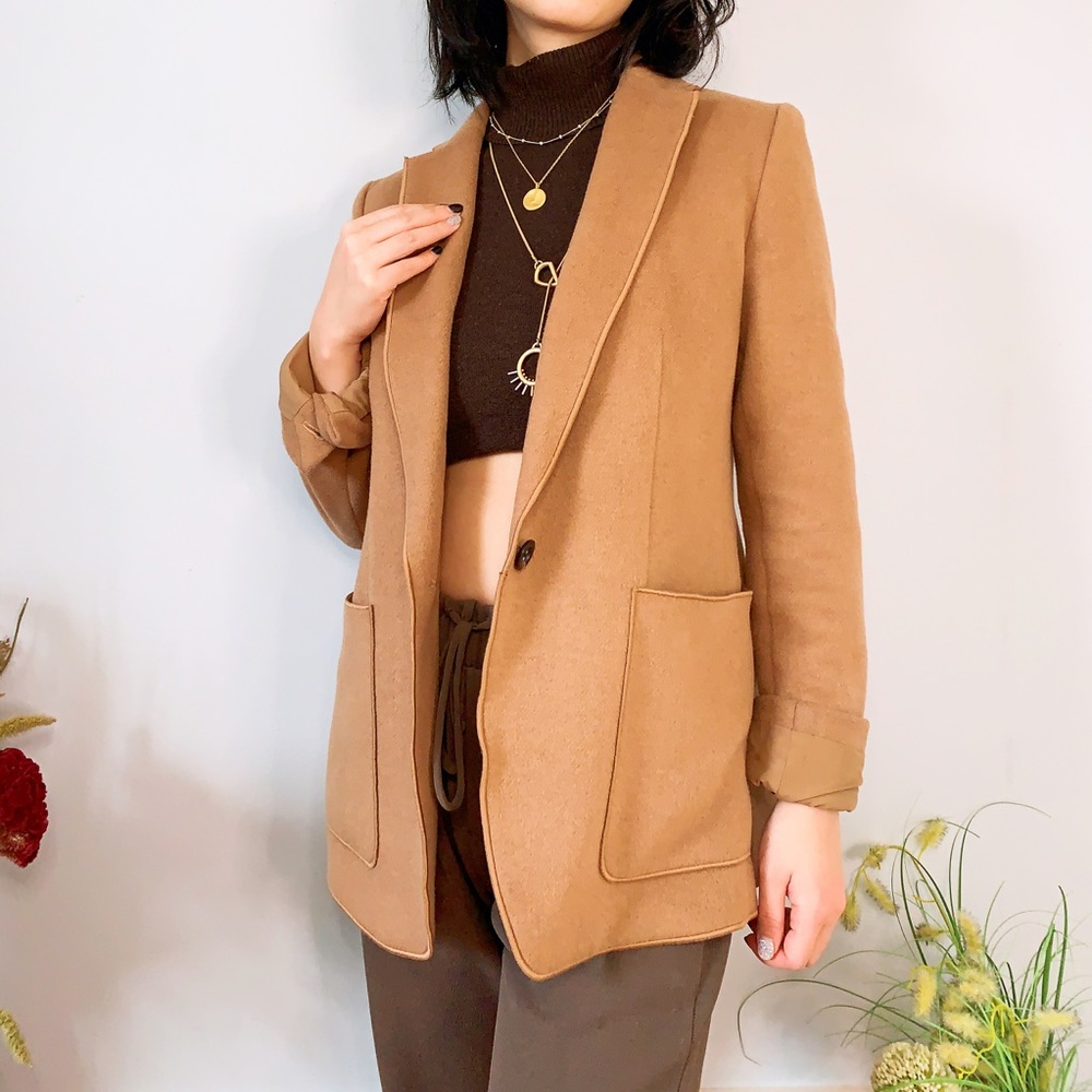 Caramel Wool-blend Coat Blazer Size 8